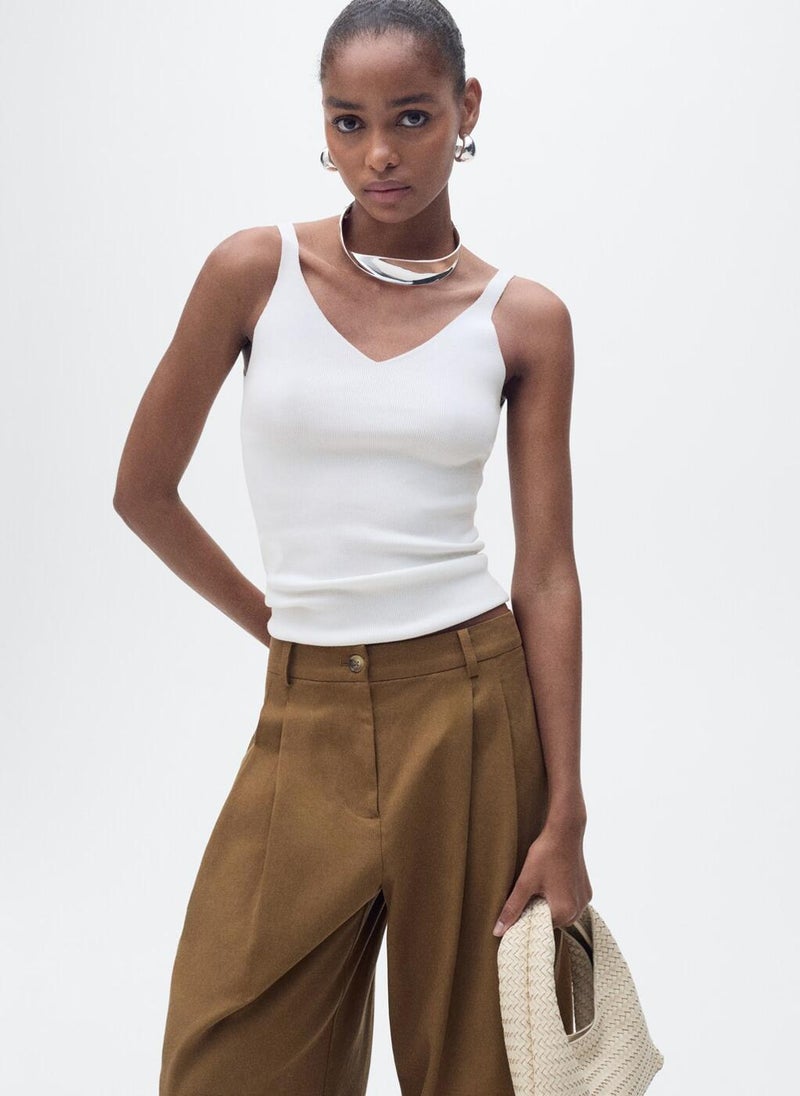 MANGO - V-Neck Knit Top - Image 1