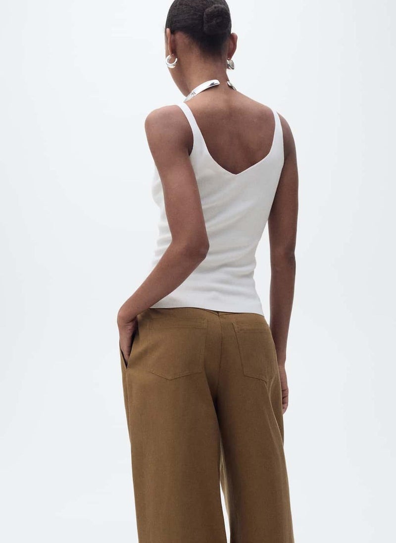 MANGO - V-Neck Knit Top - Image 1
