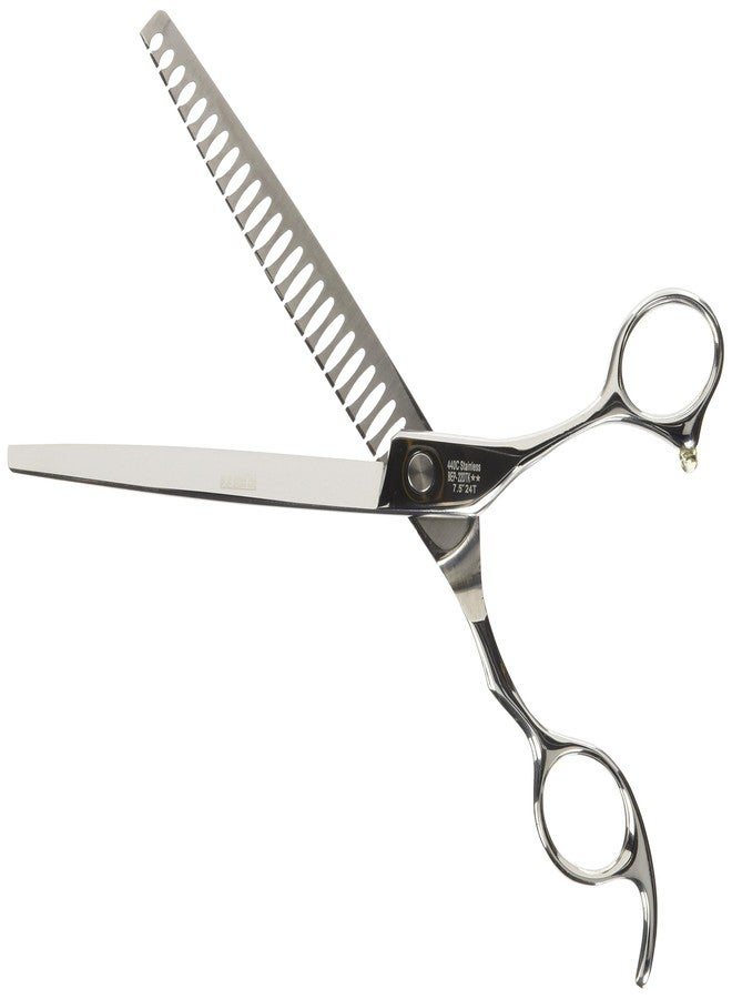 شيرز دايركت مقص ShearsDirect الياباني 440C ذو 24 سنًا، مزود بحجر كريم أزرق فاتح، ونظام شد، ومقبض مريح، 7.5 بوصة - Image 2