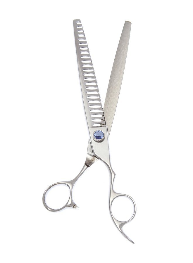 شيرز دايركت مقص ShearsDirect الياباني 440C ذو 24 سنًا، مزود بحجر كريم أزرق فاتح، ونظام شد، ومقبض مريح، 7.5 بوصة - Image 1