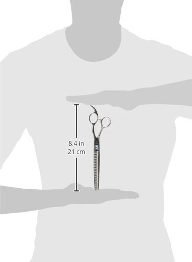 شيرز دايركت مقص ShearsDirect الياباني 440C ذو 24 سنًا، مزود بحجر كريم أزرق فاتح، ونظام شد، ومقبض مريح، 7.5 بوصة - Image 4