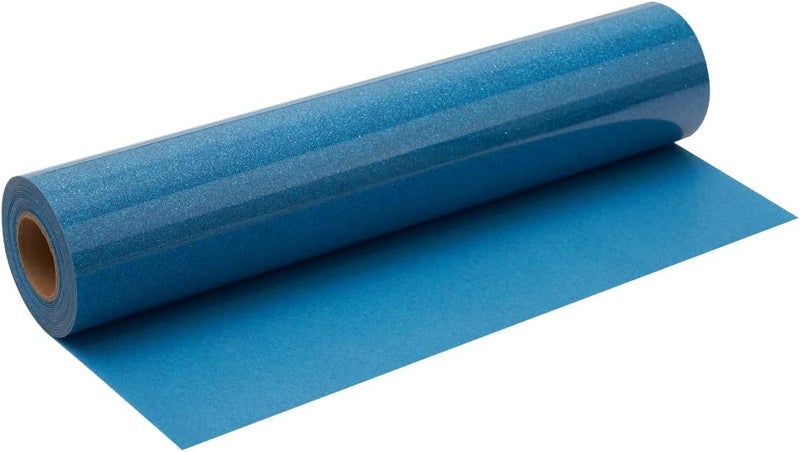 FANSGUAR Blue Glitter HTV Roll -12" x10ft Iron on Heat Transfer Vinyl for DIY Shirts Gifts - Image 1