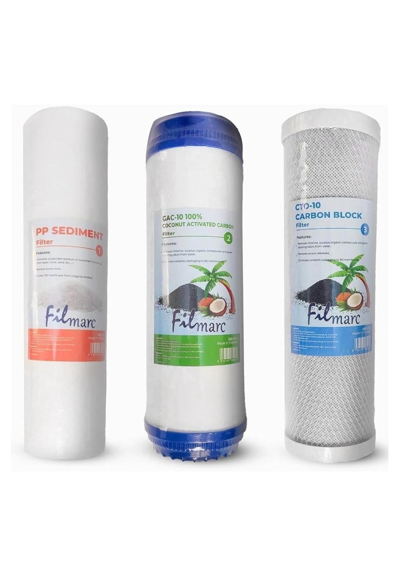 Generic - 3 Stage water Filter, Whole House Water Filter,3-Stage water Filtration, Sets of High Capacity Replacement Pre-Filter Sets for Essence Series Reverse Osmosis Water Filter System Stage 1, 2&3. - Image 1