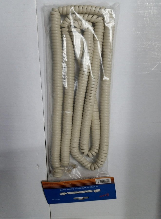 ESAW 50' Foot Modular Telephone Coiled Handset Cord Ivory Replacement - Image 2