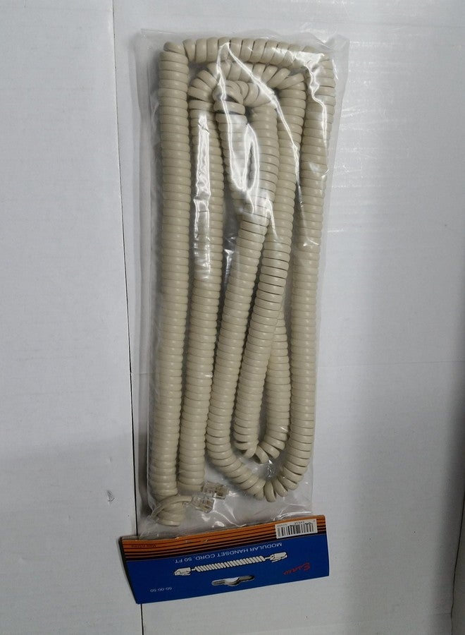ESAW 50' Foot Modular Telephone Coiled Handset Cord Ivory Replacement - Image 1