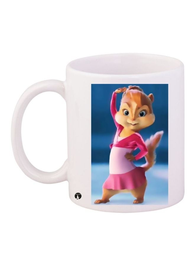 RYN Cartoon Printed Coffee Mug White/Blue/Pink 11ounce
