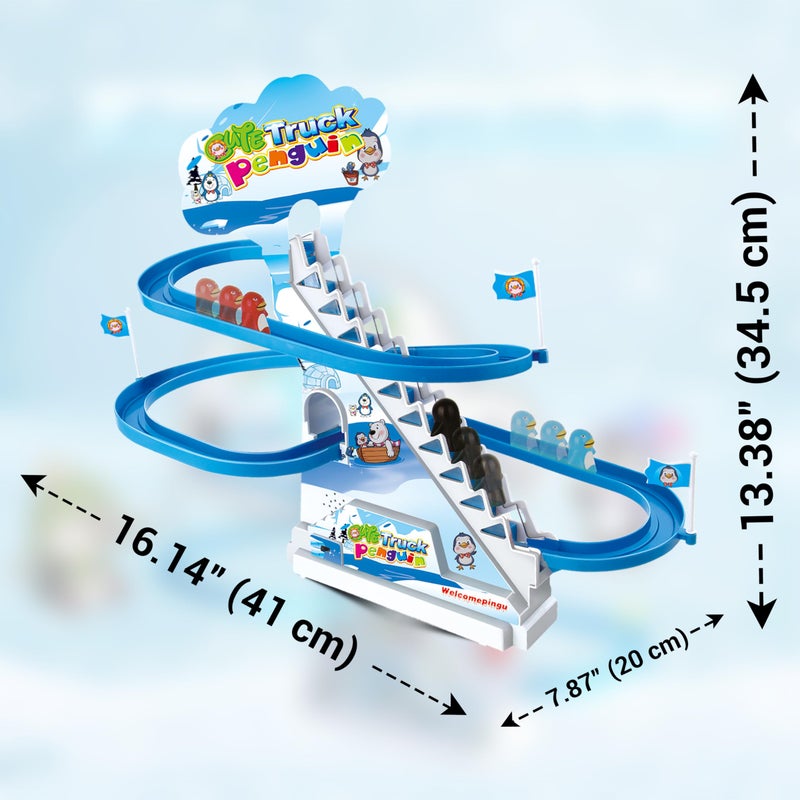 ARSUK Penguin Race Game Toy Playful Musical Roller Coaster Track Playset with Music & LED Flashing Lights On/Off Button for Toddlers and Kids Gift - Image 2