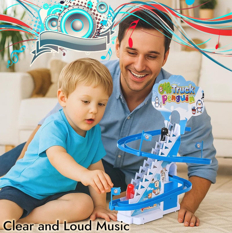 ARSUK Penguin Race Game Toy Playful Musical Roller Coaster Track Playset with Music & LED Flashing Lights On/Off Button for Toddlers and Kids Gift - Image 4