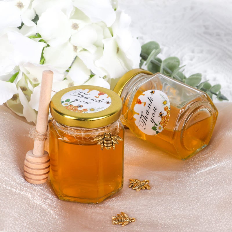 AuroTrends 3oz Mini Honey Jars with Dipper 30Pack, Empty Glass Jars for Baby Shower Favors/Wedding Favors for Guests- Mini Jar with Wooden Dippers - Image 5