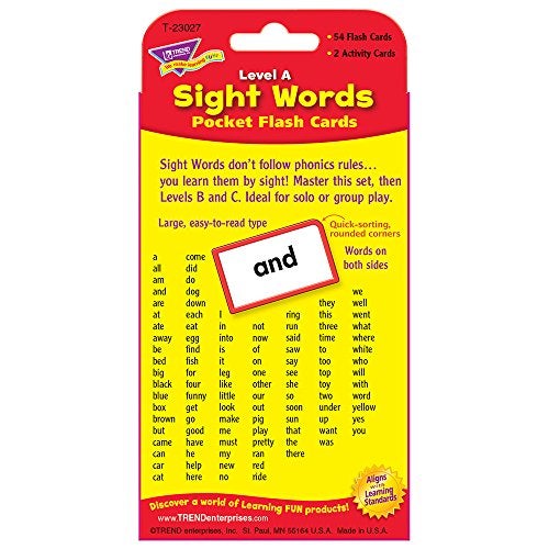 Trend Enterprises: Sight Words Level A Pocket Flash Cards, Great for Skill Building and Test Prep, 56 Two-Sided Cards Included, 108 Commonly-Used Words, for Ages 4 and Up - Image 4
