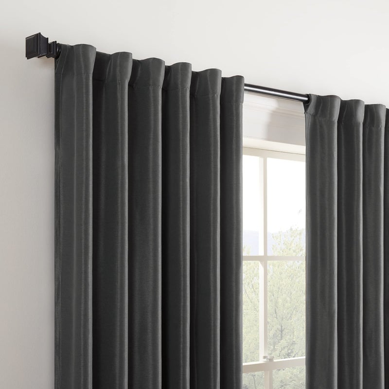 ECLIPSE Fresno Modern Blackout Thermal Rod Pocket Window Curtain for Bedroom (1 Panel), 52" x 95", Charcoal - Image 3