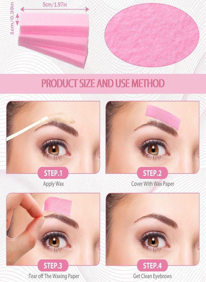 Maitys 400 Pieces Eyebrows Wax Strips Eyebrow Hair Removal Wax Paper Facial Strips for Women Men Lip Body Face(0.39 x 1.97 Inch,Pink) - Image 2