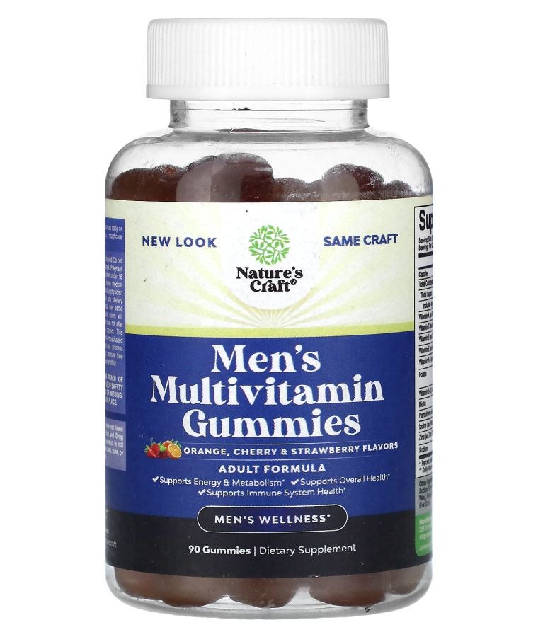 Nature's Craft Men's Multivitamin Gummies Orange Cherry & Strawberry  90 Gummies