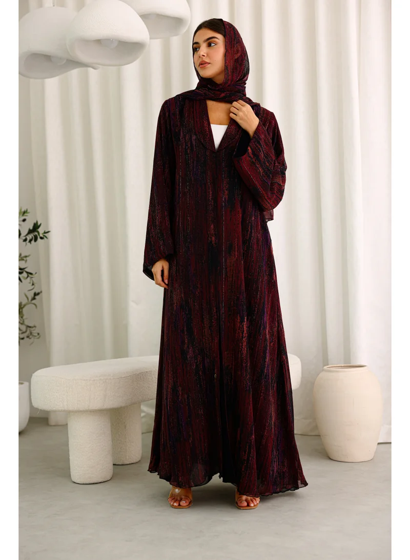 Modern Maxi Printed Design Red Abaya