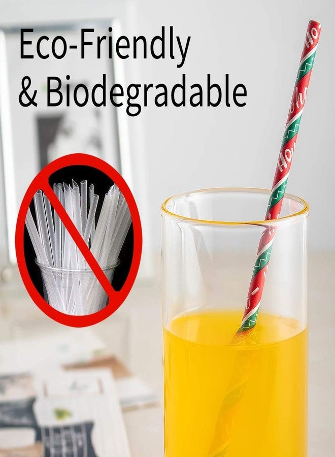 Ououps Biodegradable Paper Straws - 100-Pack, 7.75 Inches, Stripe, Red, Green, Dot, Bulk, Snow, Christmas & Thanksgiving - Image 4
