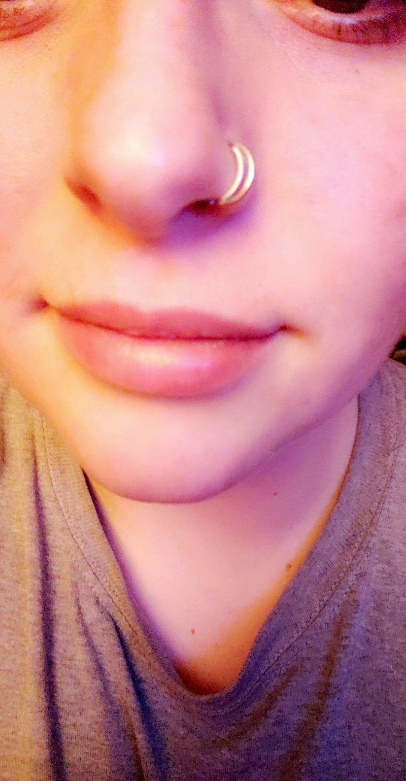 QWALIT Nose Rings - Double Hoop Nose Rings for Women - Rose Gold - Image 4