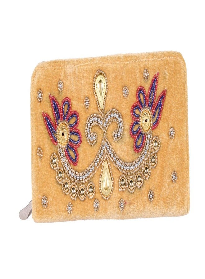 FLIHAUT Women’s Beaded Studded Hand Clutch Purse (Beige) - Image 1