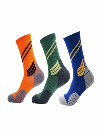 Elite Basketball Socks, Cushioned Athletic Socks for Men & Women, Mid Calf Socks for Football Running Hiking (3PCS)