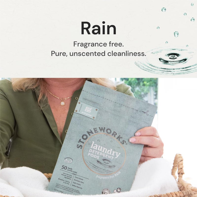 Grab Green Stoneworks Laundry Detergent Pods, Powered by Naturally Derived Plant & Mineral-Based Powder, Unscented, 50 Loads (Pack of 1) - EPA Safer Choice Certified - Image 3