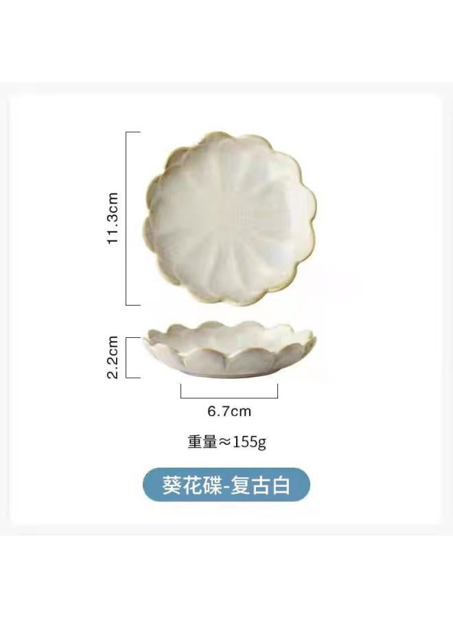 -style Ceramic Kiln Lotus Leaf Dish Snack Seasoning Dish Cold Dish Sushi Sauce Dish Plate Tableware 