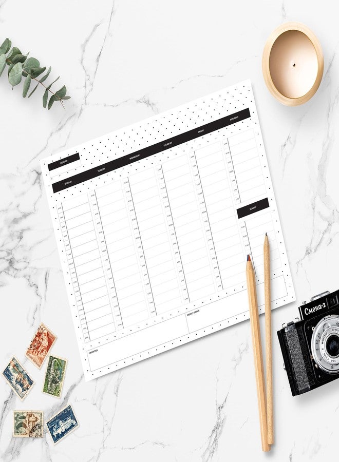BLU MONACO | Dots Weekly Notepad with Hourly Time Blocking | 52-Page Tear-Off Weekly Planner Pad with Priorities, Goals & Water Tracker | Beautiful Desk Organizer for Productivity - Image 2