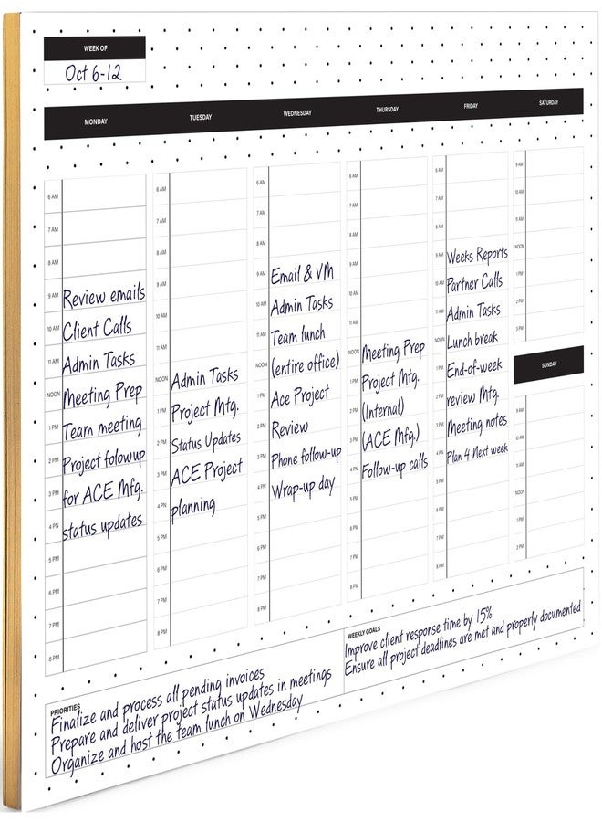 BLU MONACO | Dots Weekly Notepad with Hourly Time Blocking | 52-Page Tear-Off Weekly Planner Pad with Priorities, Goals & Water Tracker | Beautiful Desk Organizer for Productivity - Image 1