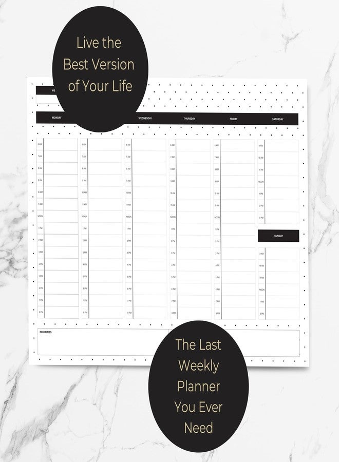 BLU MONACO | Dots Weekly Notepad with Hourly Time Blocking | 52-Page Tear-Off Weekly Planner Pad with Priorities, Goals & Water Tracker | Beautiful Desk Organizer for Productivity - Image 3