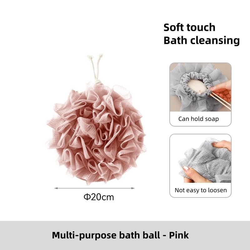 MOSYFEIBI Washcloth Loofah Combo 2-in-1 Loufee Wash Cloth That Holds Bar Soap-Exfoliation Mesh Shower Ball for Body Wash&Smooth Skin+Free Loofah Dish Towel (Upgrade Round 2Pcs(Bigger and Softer)) - Image 2