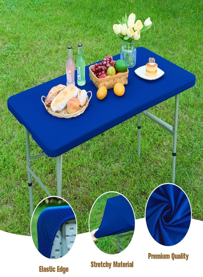 NEWISHER Fitted Rectangle Tablecloth 24 x 48 Inch Elastic Table Cloth for 4ft Table, Stretch Spandex Table Cover Royal Blue Washable Polyester Table Top Cap Cover for Dining Picnic Camping Indoor and Outdoor - Image 2
