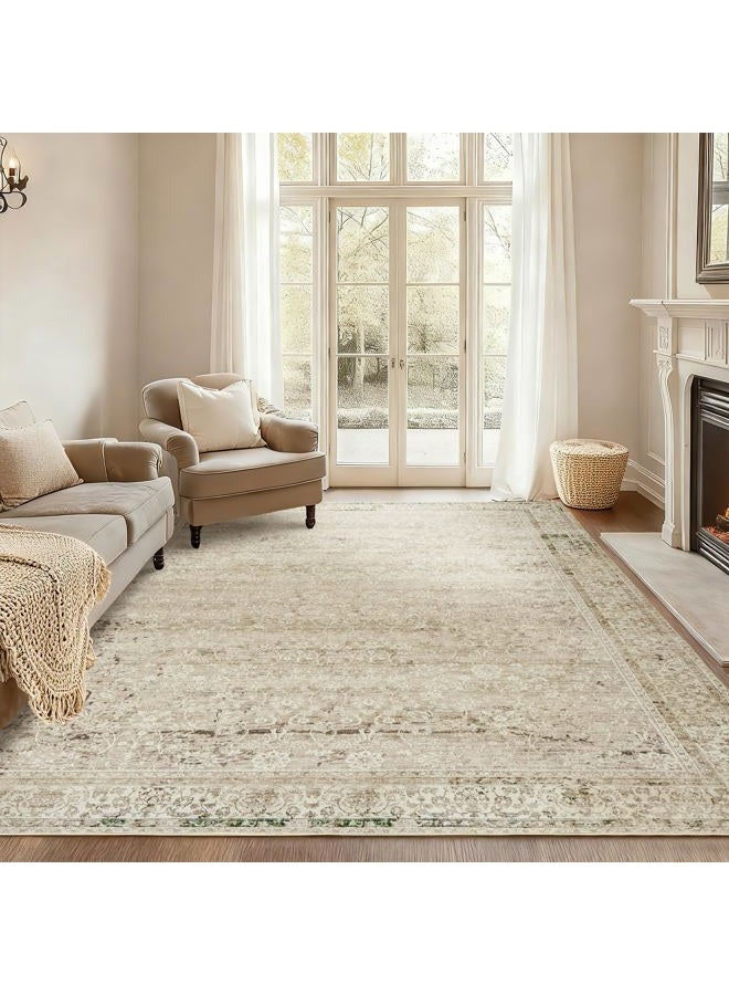 BILEEHOME Modern Farmhouse Area Rug 5 x7 Washable Floral Earth Tone Neutral Boho Nursery Rug 5x7 for Baby Boy Bedroom,Tan Brown and Cream Beige - Image 5