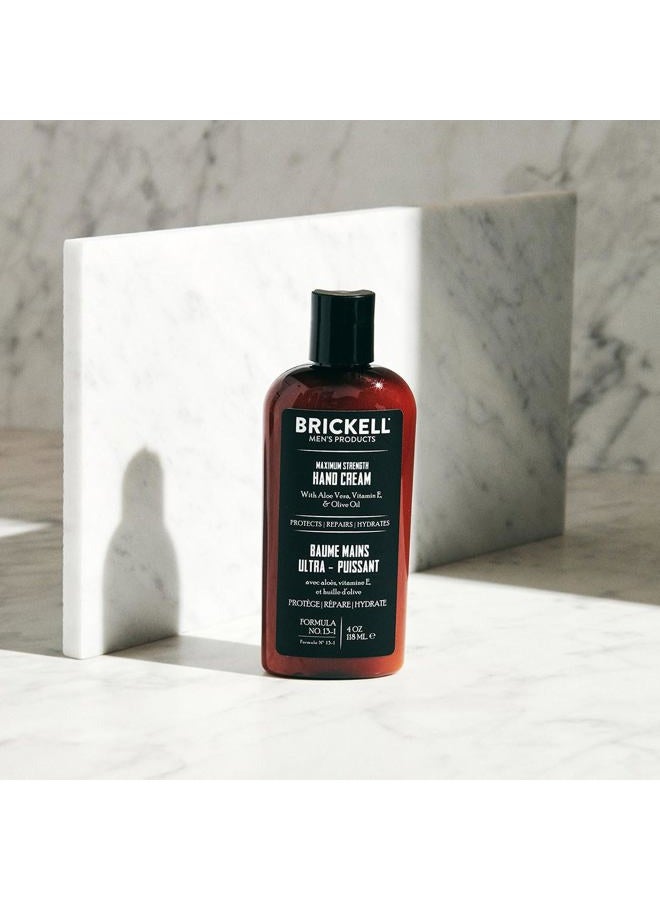 Brickell Men's Products Brickell Men's Maximum Strength Hand Cream for Men, Natural and Organic Fast-Absorbing Hand Lotion with Vitamin E, Shea Butter, and Jojoba, 4 Ounce (Unscented) - Image 2