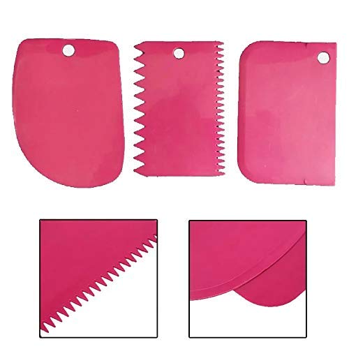 EVALUEMART Plastic Dough Bench Scraper Cake Cutter Chopper Smoother Icing Fondant Cake Decorating Pastry Baking Tool Color May Vary 3pcs - Image 4