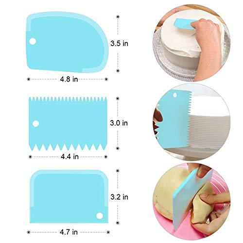 EVALUEMART Plastic Dough Bench Scraper Cake Cutter Chopper Smoother Icing Fondant Cake Decorating Pastry Baking Tool Color May Vary 3pcs - Image 3