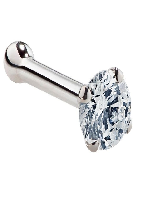 FreshTrends Cubic Zirconia Nose Stud | Nickel-Free 14K White Gold Nose Ring | 14K Gold Nose Studs in Size 1.5mm, 2mm, 3mm | 20 Gauge | Real Gold Nose Stud & Nose Bone - Image 1