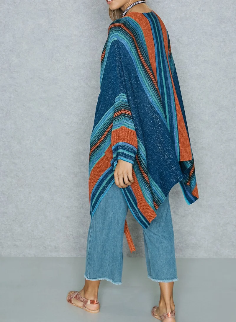 Free People Wide Sleeve Striped Belted Cardigan