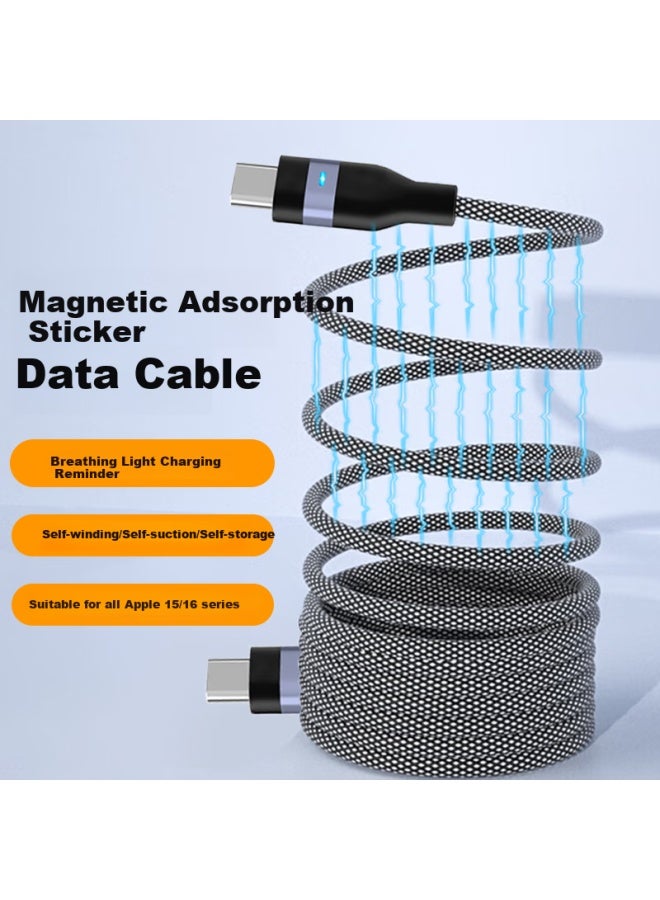 Zitai Magnetic Absorption Data Cable Double Type-c Apple 15/16 Charging Cable Pd65w Fast Charge For Iphone 16 Pro Max Huawei Tablet Ipad Car 1m Black - Image 2