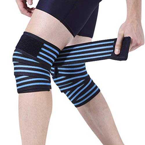 TIMA Elastic Breathable WrapKnee Wraps-Elasticized-Knee Support Stabilizer for Sports, Squats and Heavy Lifting -2 Meters Length-Washable and Breathable-Reduces Risk of Injury- (ONE-Pair) (Blue) - Image 1