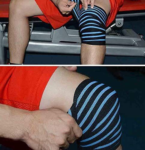 TIMA Elastic Breathable WrapKnee Wraps-Elasticized-Knee Support Stabilizer for Sports, Squats and Heavy Lifting -2 Meters Length-Washable and Breathable-Reduces Risk of Injury- (ONE-Pair) (Blue) - Image 3