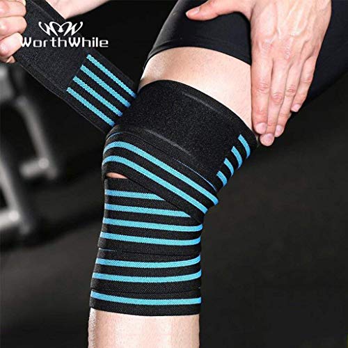 TIMA Elastic Breathable WrapKnee Wraps-Elasticized-Knee Support Stabilizer for Sports, Squats and Heavy Lifting -2 Meters Length-Washable and Breathable-Reduces Risk of Injury- (ONE-Pair) (Blue) - Image 5