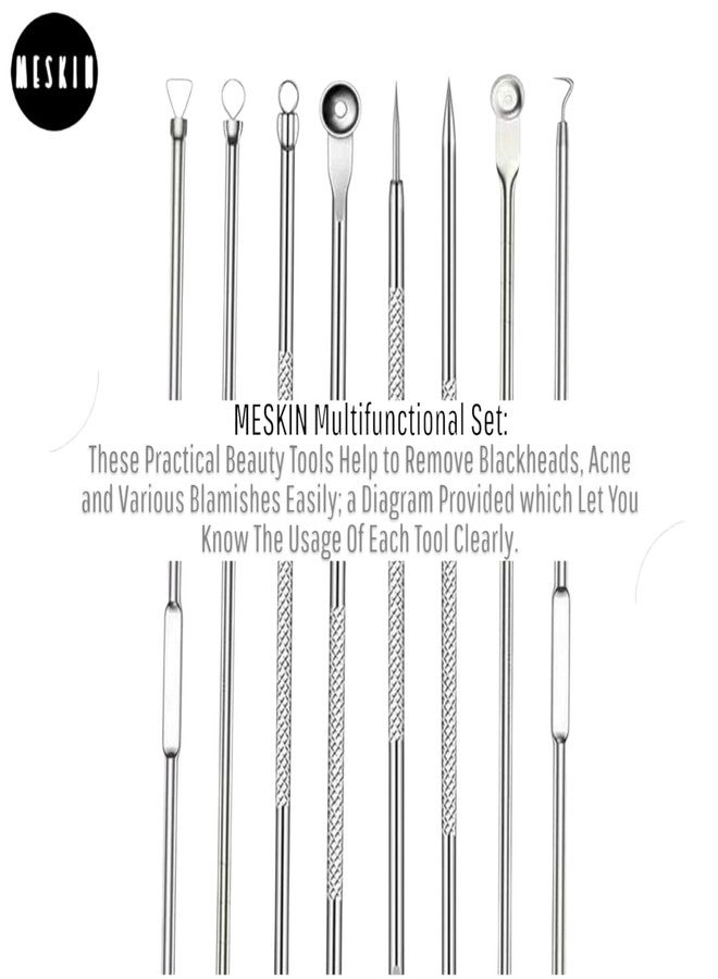 MESKIN Blackhead Remover Pimple Comedone Extractor Tool Best Acne Removal Kit - Treatment for Blemish, Whitehead Popping, Zit Removing for Risk Free Nose Face Skin with Case (4 Piece Set) - Image 2