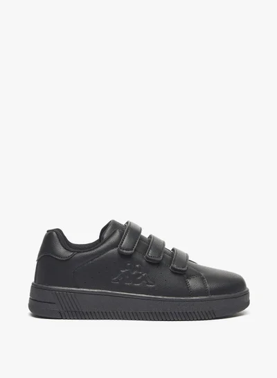 Kappa Boys' Perforated Sneakers with Hook and Loop Closure Black