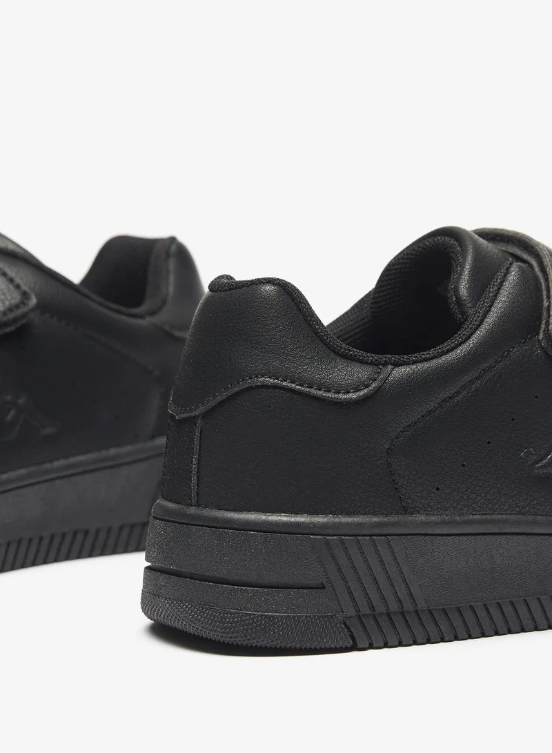 Kappa Boys' Perforated Sneakers with Hook and Loop Closure Black