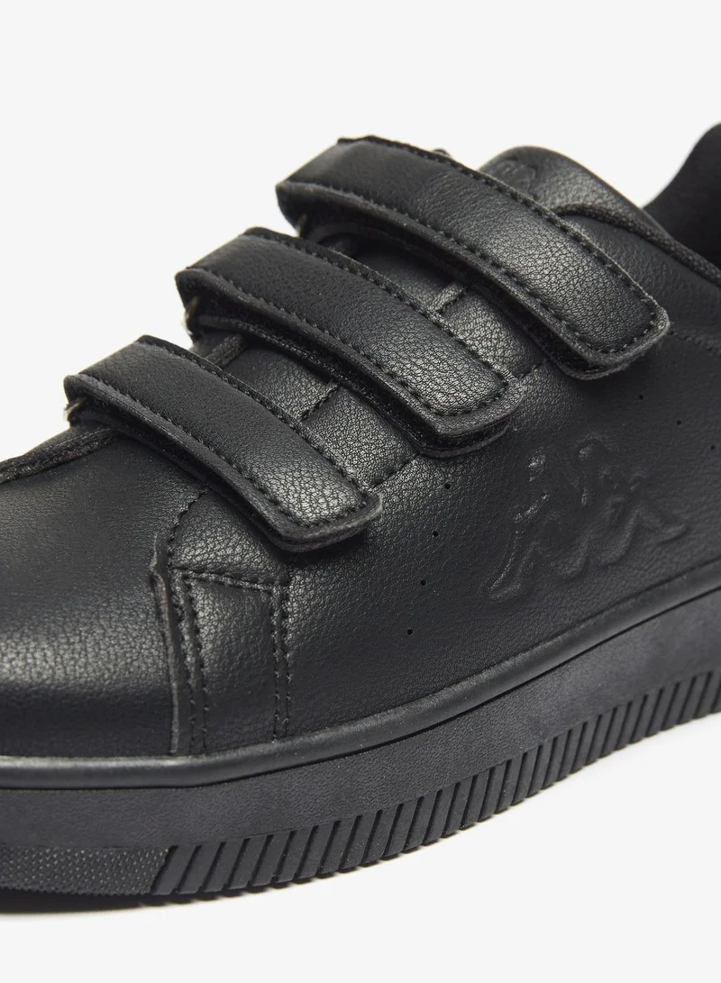 Kappa Boys' Perforated Sneakers with Hook and Loop Closure Black
