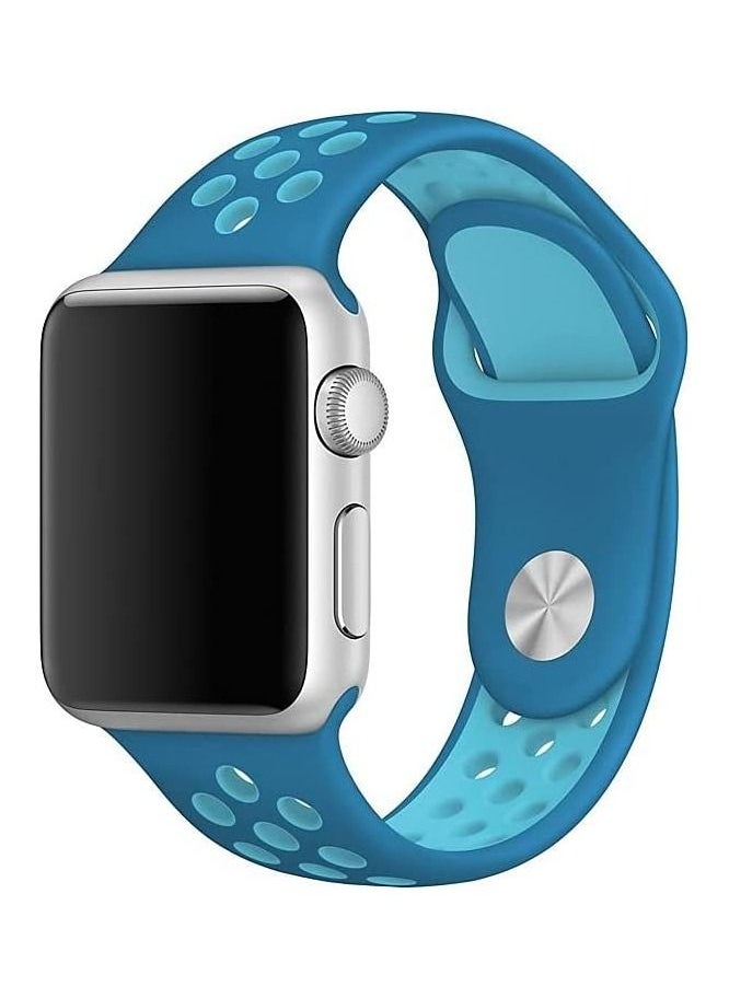 VITION - Sport Band Compatible with Apple Watch Band, Breathable Soft Silicone Replacement Wristband for iWatch Series 7/6/5/4/3/2/1/SE Nike+/Sports Edition (45mm/44mm/42mm,blue blue) - Image 1