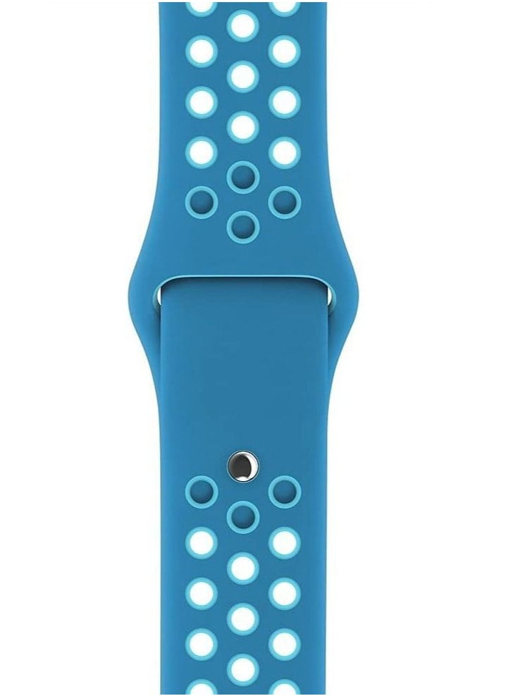 VITION - Sport Band Compatible with Apple Watch Band, Breathable Soft Silicone Replacement Wristband for iWatch Series 7/6/5/4/3/2/1/SE Nike+/Sports Edition (45mm/44mm/42mm,blue blue) - Image 1