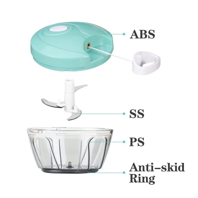 Cambom Manual Food Chopper Vegetable Cutter, Hand String Vegetable Chopper Onions Cutter for Vegetable Fruits Nuts BPA Free Food Safe Material, 550ml Clear - Image 5