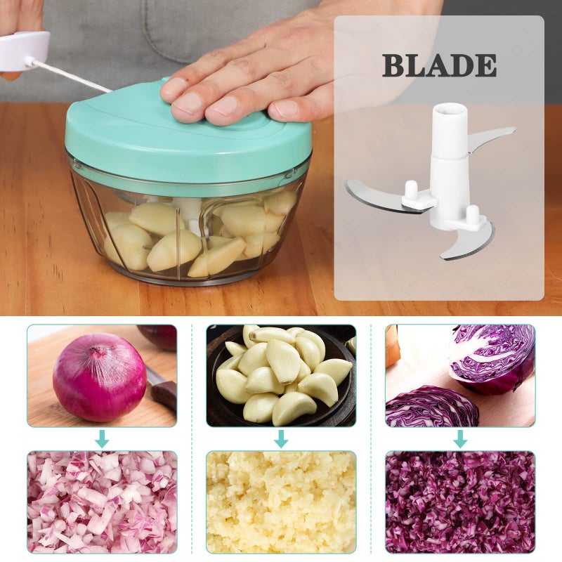 Cambom Manual Food Chopper Vegetable Cutter, Hand String Vegetable Chopper Onions Cutter for Vegetable Fruits Nuts BPA Free Food Safe Material, 550ml Clear - Image 4