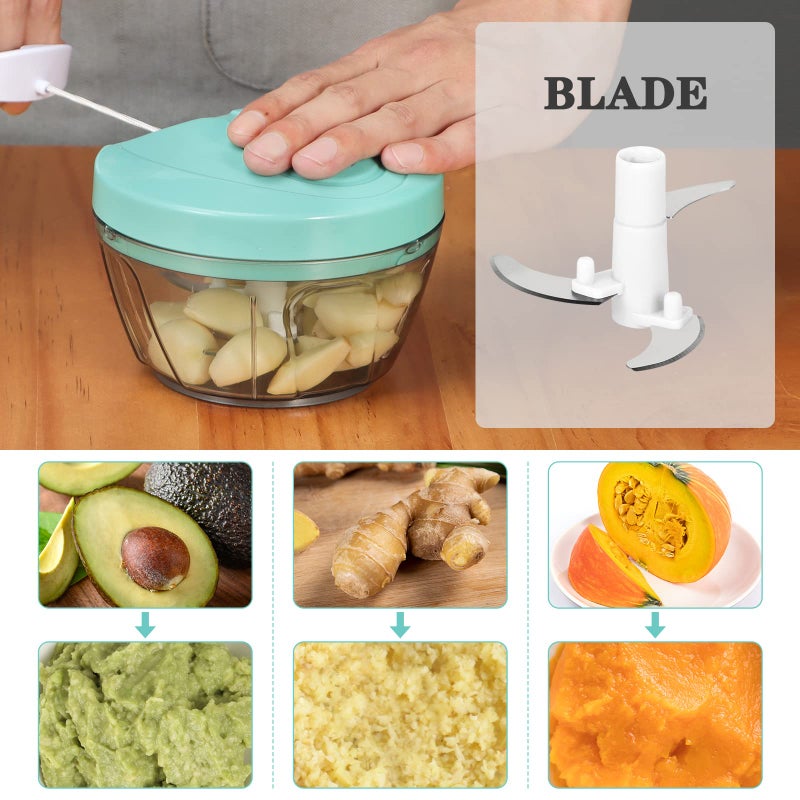Cambom Manual Food Chopper Vegetable Cutter, Hand String Vegetable Chopper Onions Cutter for Vegetable Fruits Nuts BPA Free Food Safe Material, 550ml Clear - Image 3