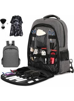 HUIMSWARM Barber Supplies Backpack with 1PCS Barber Cape1PCS Barber BrushProfessional Hair Cutting Tools BagLarge CapacityCasual GrayThree LayerMobile Barber Accessioes Station for Barbers 