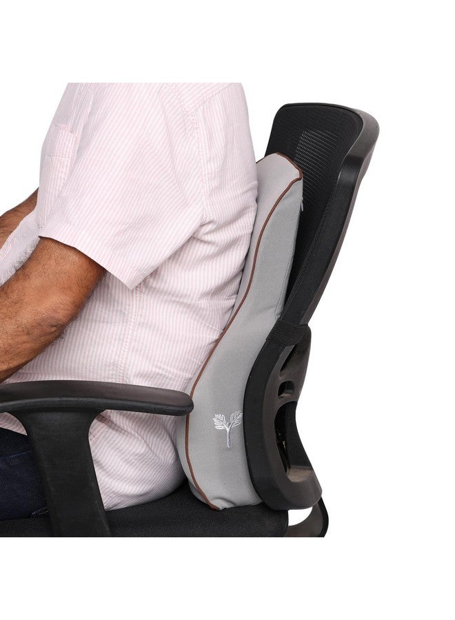 Grin Health SitRight Pro Full Lumbar Support Pillow Pure Memory Foam Backrest Cushion for Office Chair, Car & Back Pain Relief, Grey - Image 3